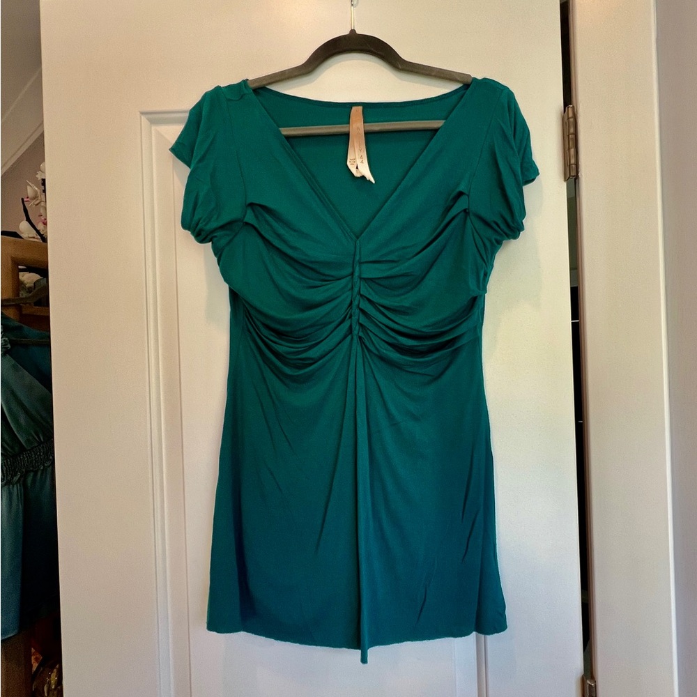 Elegant Teal Ruched Women's Top